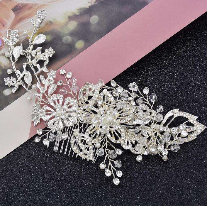 Classic Silver Diamond Crystal White Pearl Hair Accessories Wedding Braided Headdress Party Women Jewelry - Image 3