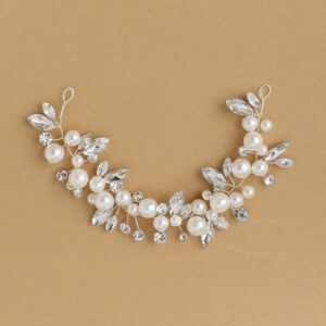 Pearl Crystal Hair Vine, Bridal Leaf Hair Piece with Pin