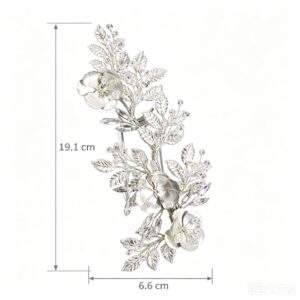 Elegant Metal Flower Hair Band, Rhinestone Leaf Bride Headpiece