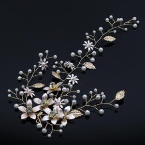 Factory Direct Bridal Headwear Hot Selling Leaf Pearl Rhinestone Flower Hair Band Photo Studio Dress Wedding Accessories