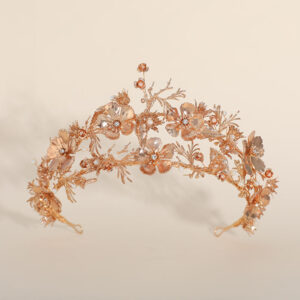 Baroque Iron Flower Bride Tiara Imitation Pearl Rhinestone Alloy Hairpiece for Wedding Pageant Birthday Engagement Anniversary