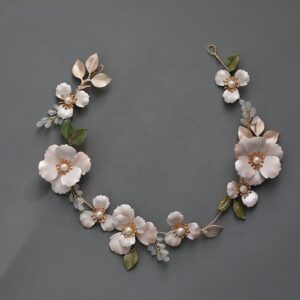 Fairy Wedding Headpiece Hair Accessories Flower Leaf Headdress Bridal Headband Hair Vine for Photography Travel Props