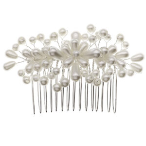 All Pearl Cluster Flower Hair Comb, Classic Bride Hair Accessory