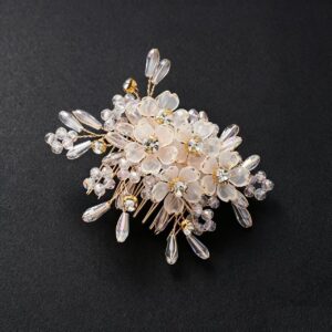 Floral Crystal Hair Comb, Pearl Cluster Bridal Hair Piece