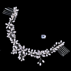 Pearl & Crystal Hair Vine with Comb | Bridal Floral Hair Accessory