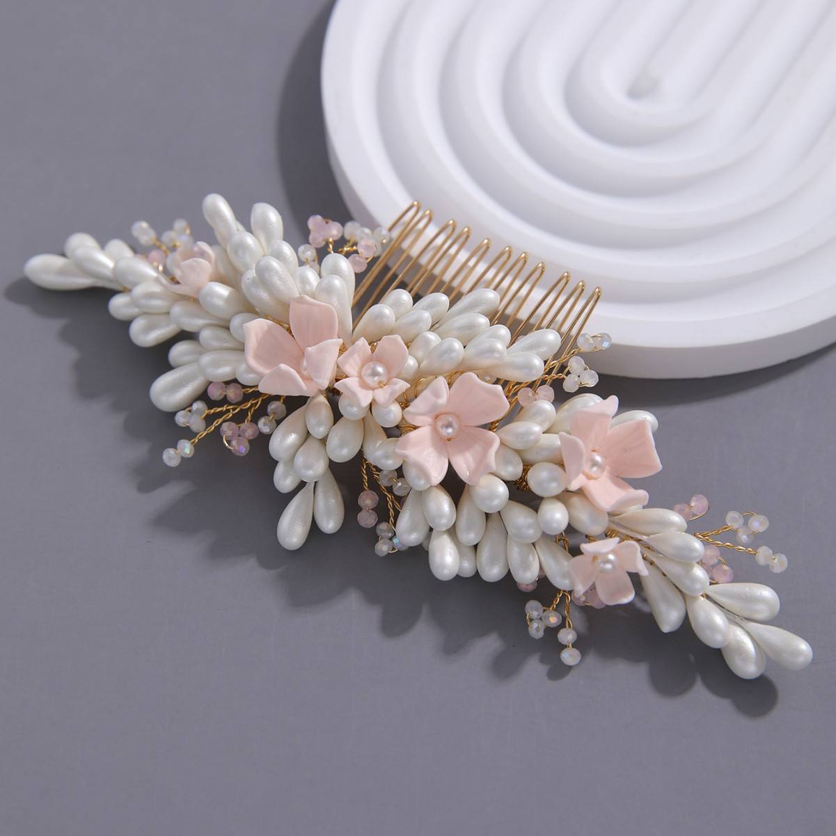 New Elegant Bridal Hair Accessories Premium Plaster Hair Comb Rhinestone Pearl Wedding Accessory Hair Comb Hairpin Set - Image 4