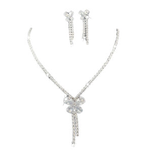 Bridal Butterfly Tassel Necklace Earring Set, Wedding Evening Prom Accessories
