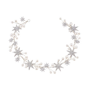 Silver Star Pearl Rhinestone Hair Wrap, Fairy Star Theme Bridal Hair Accessory