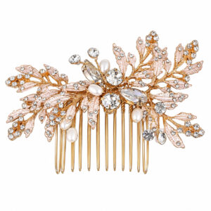 Marquise Crystal Leaf Pearl Bridal Hair Comb, Romantic Branch Formal Hair Accessory