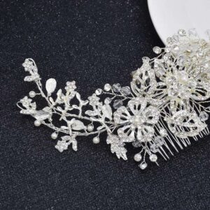 Classic Silver Diamond Crystal White Pearl Hair Accessories Wedding Braided Headdress Party Women Jewelry