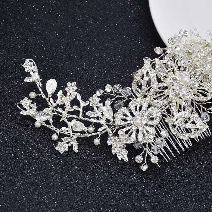 Classic Silver Diamond Crystal White Pearl Hair Accessories Wedding Braided Headdress Party Women Jewelry