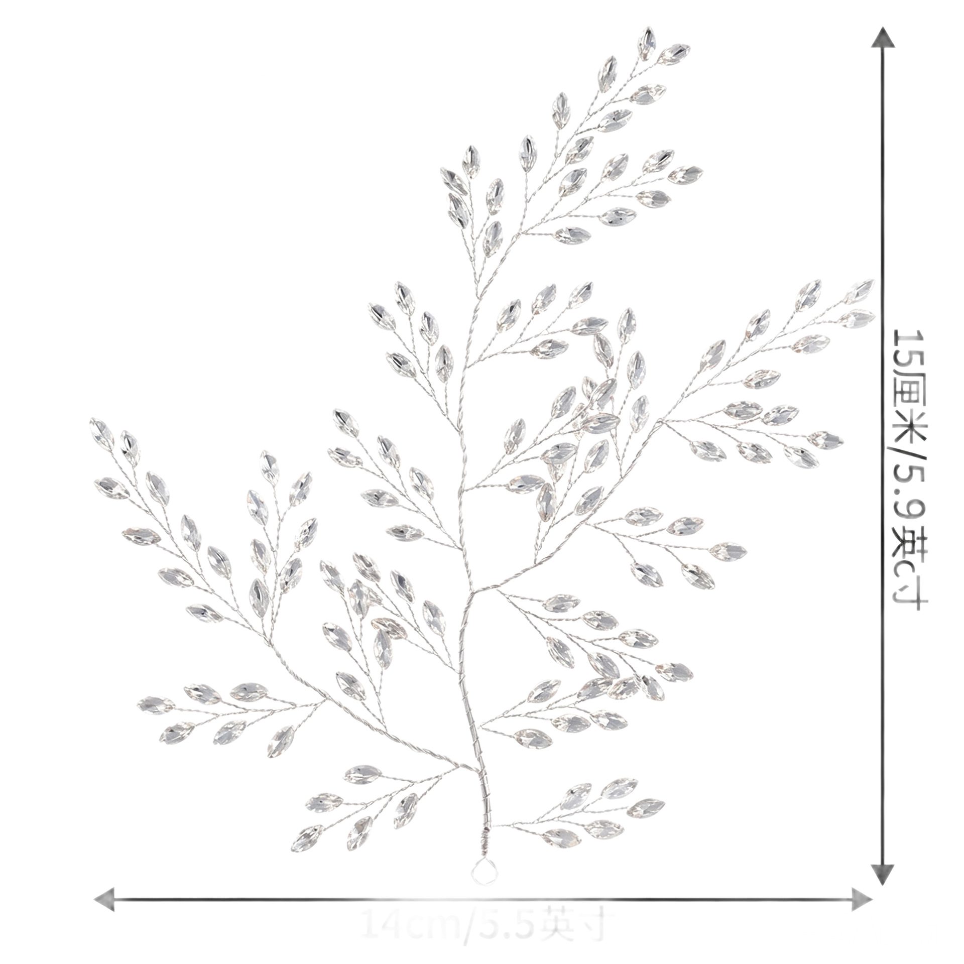 Elegant Crystal Leaf Hair Piece, Sparkling Branch Bridal Headpiece - Image 4