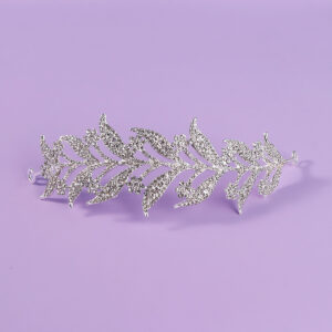 Elegant Full Pave Leaf Rhinestone Headband, Botanical Bride Hair Accessory