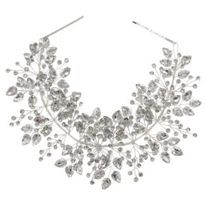 Oversized Sparkling Crystal Hair Vine, Silver Tone Branch Hair Accessory for Bride
