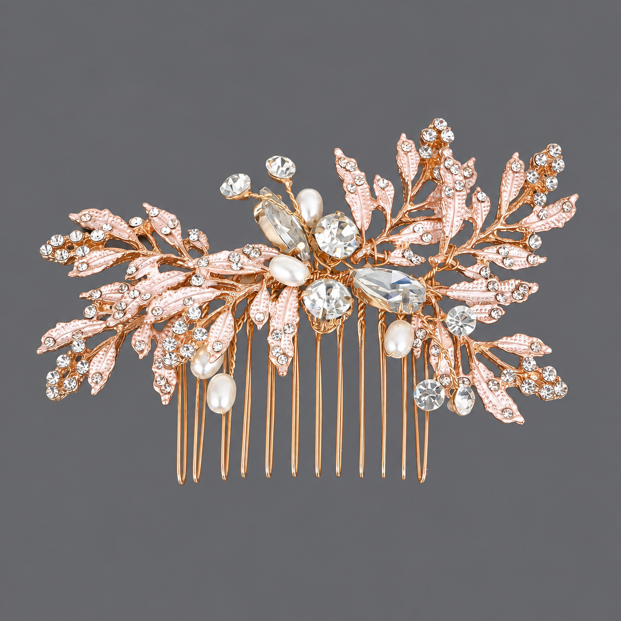 Marquise Crystal Leaf Pearl Bridal Hair Comb, Romantic Branch Formal Hair Accessory - Image 2