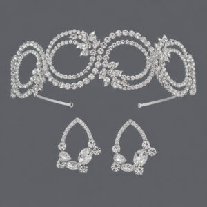 Sparkly Water Drop Tiara Set, Rhinestone Hair Band & Earrings for Wedding
