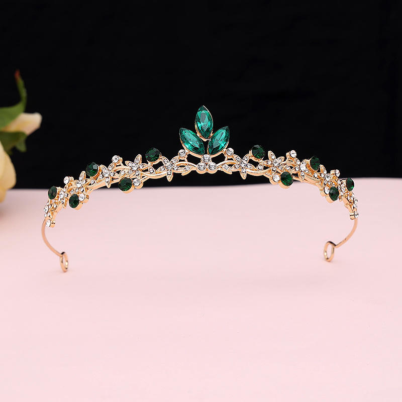 Crown Bride Korean Style Super Fairy Wedding Tiaras Set Gold Plated Crystal Alloy Headband for Adult Children's Ruby - Image 5