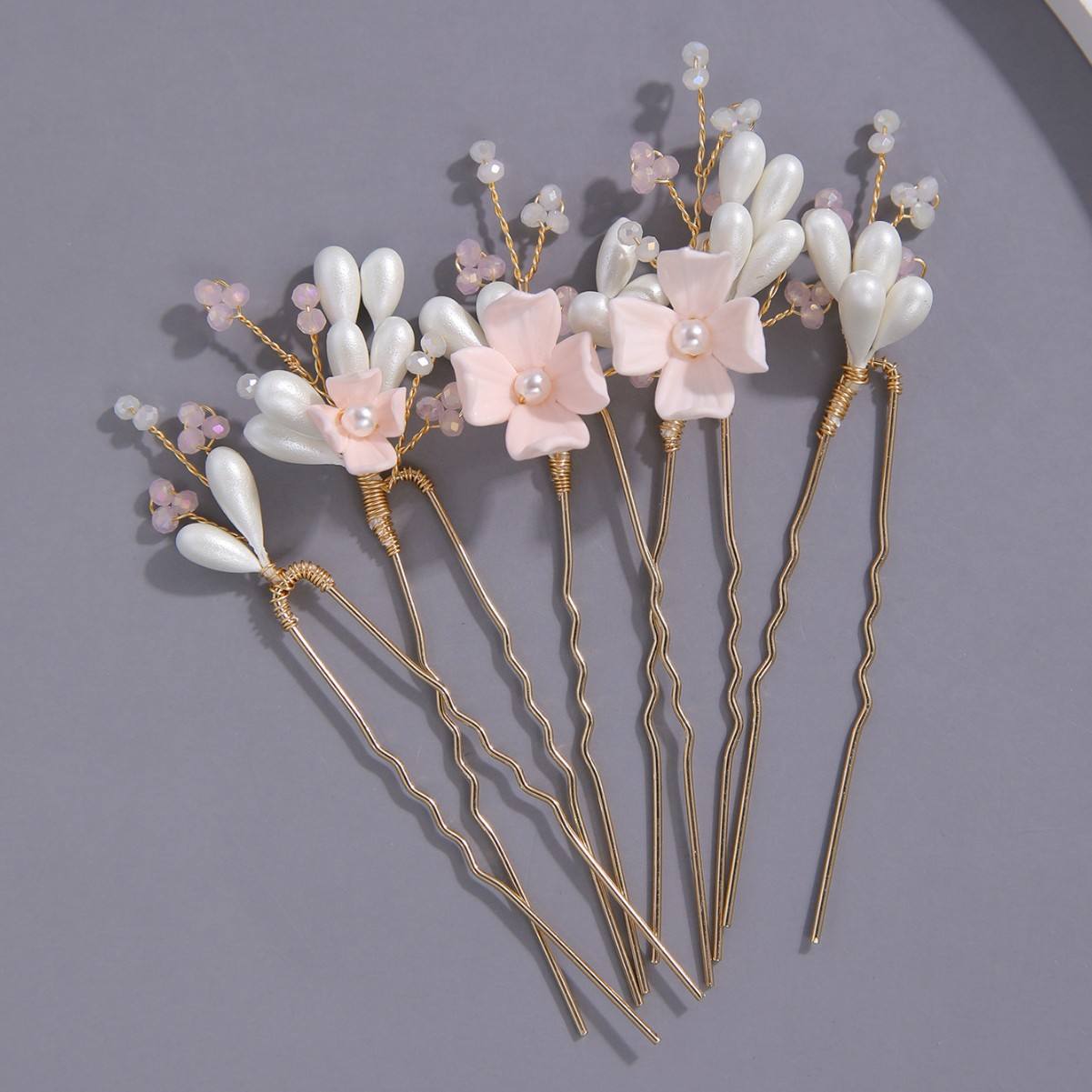 New Elegant Bridal Hair Accessories Premium Plaster Hair Comb Rhinestone Pearl Wedding Accessory Hair Comb Hairpin Set - Image 6