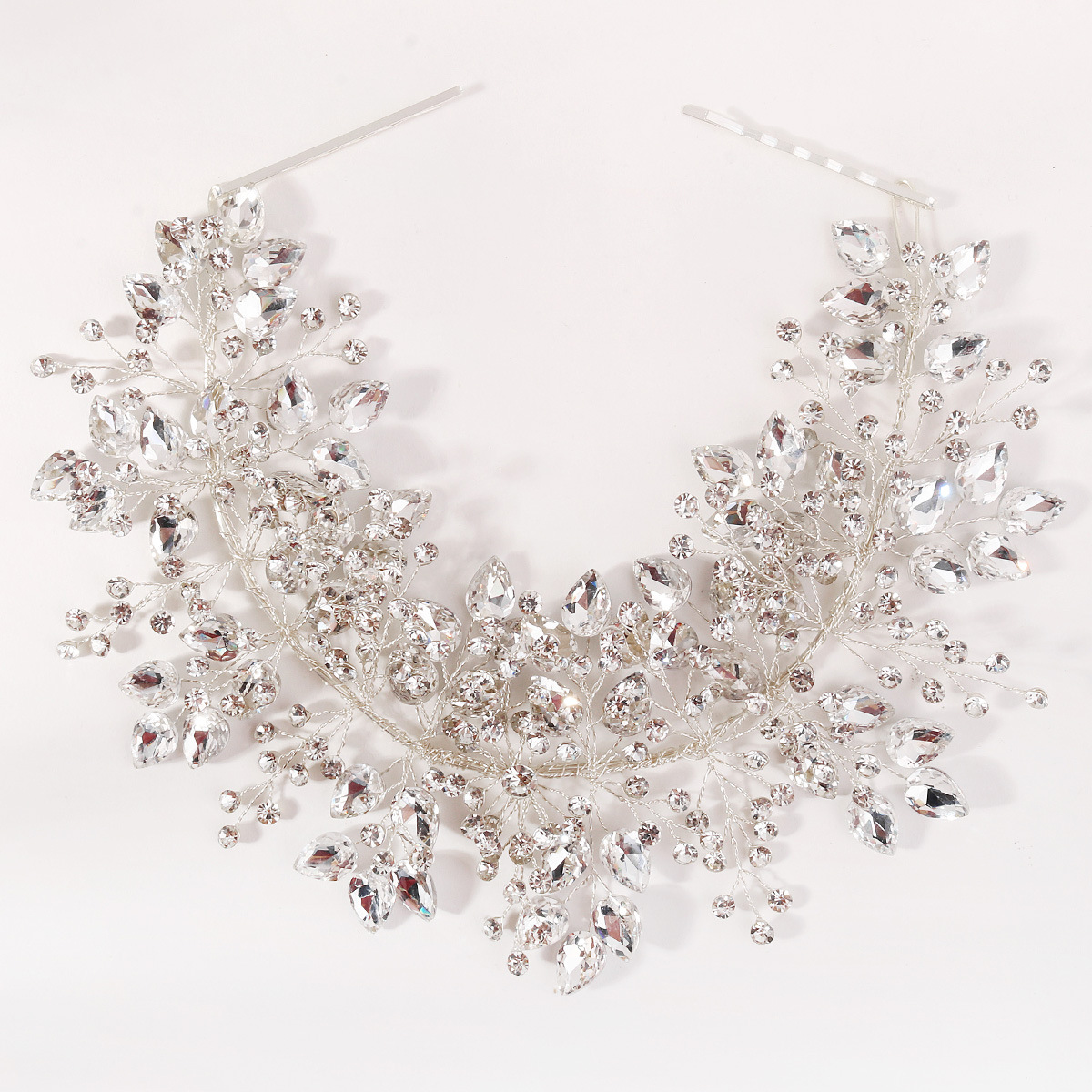 Oversized Sparkling Crystal Hair Vine, Silver Tone Branch Hair Accessory for Bride - Image 4