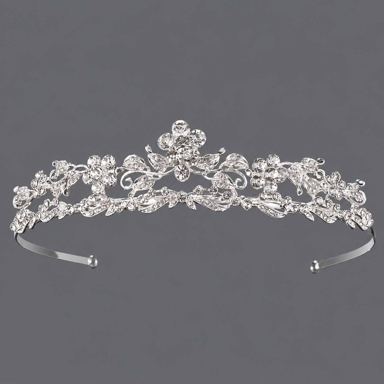 Bridal Flower Tiara, Delicate Leaf Vine Silver Metal Wedding Headband