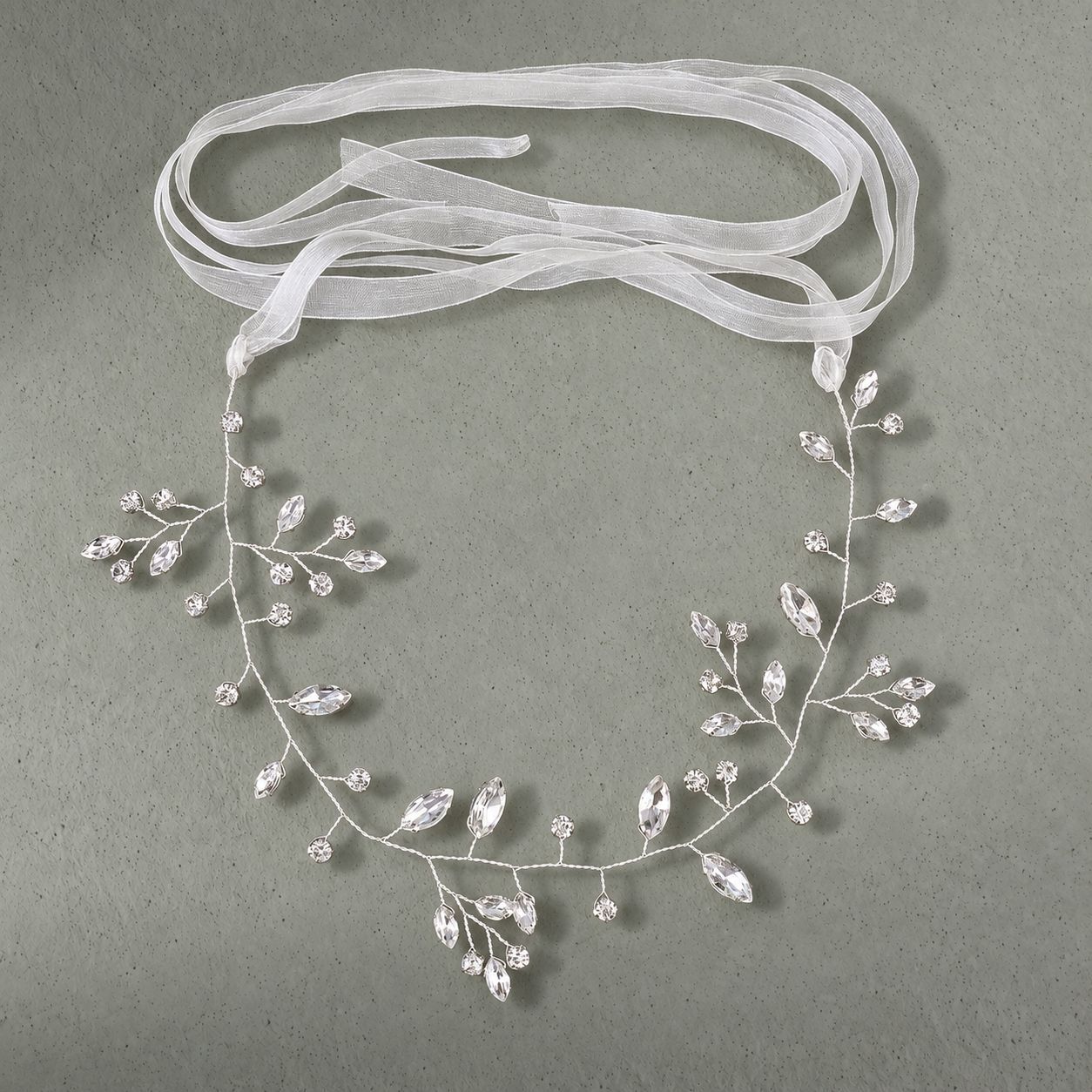 Romantic Pearl Rhinestone Hair Wrap, Thin Floral Bridal Headband for Wedding Hairstyle - Image 3